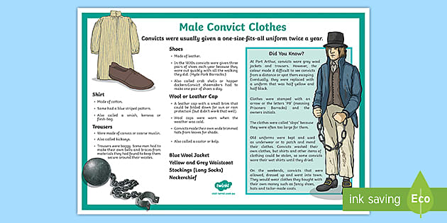 Male Convict Clothes Display Poster Teacher Made Twinkl