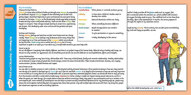 Pshe And Citizenship Uks2 Growing Up Knowledge Organiser 7668