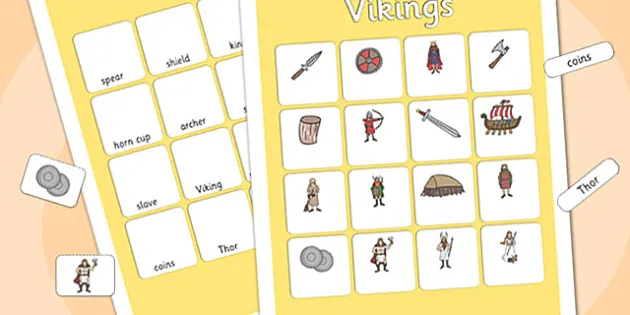 Vikings Vocabulary Matching Mat - Word Mat (Teacher-Made)