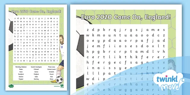 euro 2020 word search twinkl move pe resources england