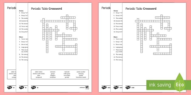 periodic table crossword puzzle