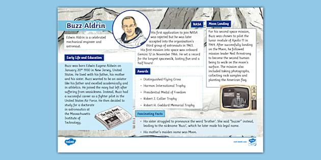 KS2 Buzz Aldrin Fact File (teacher Made) - Twinkl