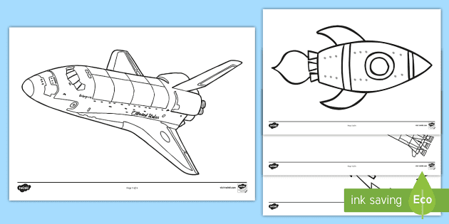 Rockets Colouring Pages (teacher made) - Twinkl