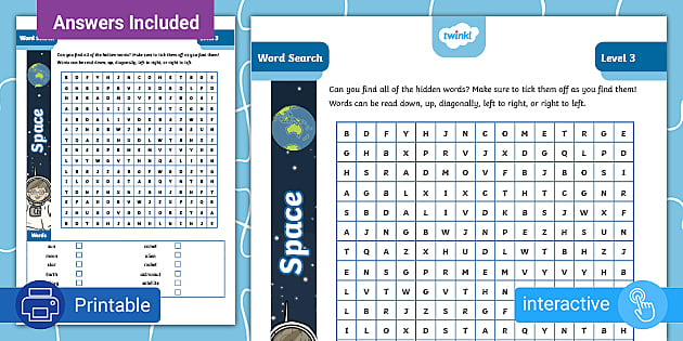 space word search level 3 twinkl kids puzzles