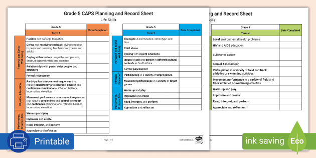 Life Skills Grade 5 Lesson Plans Term 2 teacher made