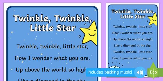 Twinkle Twinkle Little Star Nursery Rhyme Poster