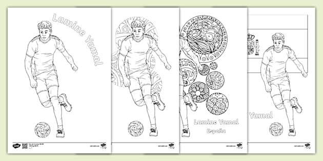 Spanish: Lamine Yamal Football Colouring Pages - Twinkl - KS2