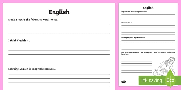 English Reflection Writing Template (teacher Made) - Twinkl