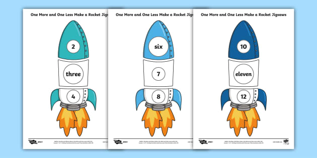 👉 Year 1 One More and One Less Rocket Jigsaw Maths