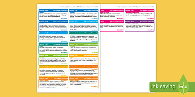 Australian Curriculum Hindi F-2 Learning Outcomes Stickers