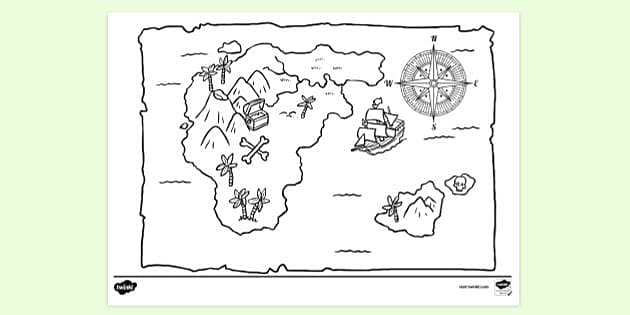 map treasure chest coloring page
