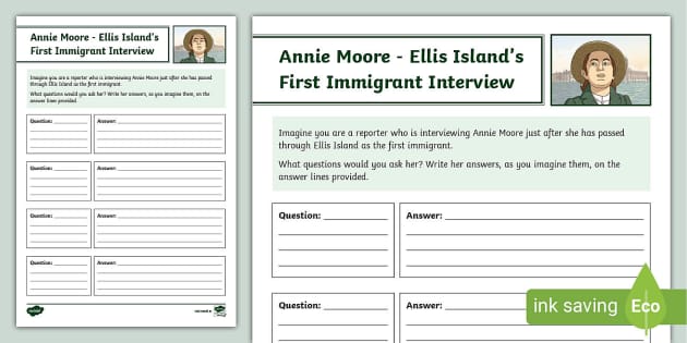 Annie Moore - Ellis Island's First Immigrant Interview Sheet