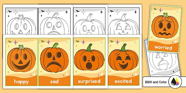 Jack-o'- Lantern Emotions Cards (Teacher-Made) - Twinkl