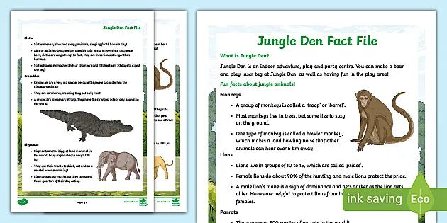 FREE! - Jungle Den Fact File Sheets | Twinkl Resources