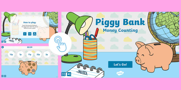 Piggy Bank, Fractions and Decimals With The Money Model