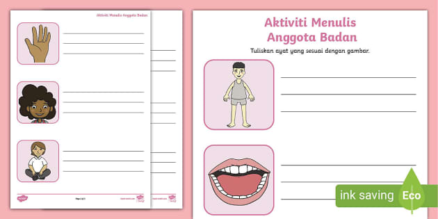 Aktiviti Menulis Anggota Badan Teacher Made Twinkl