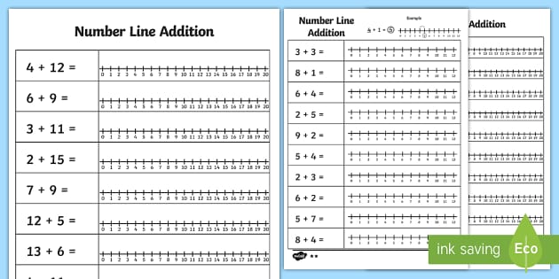 Addition to 10 Number Line Worksheets - Primary Resources