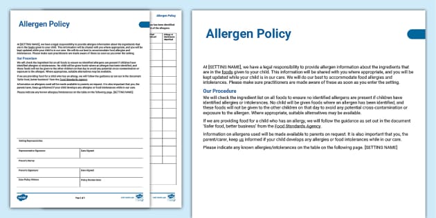 Childminder Allergy Policy | Kindergarten | Twinkl - Twinkl