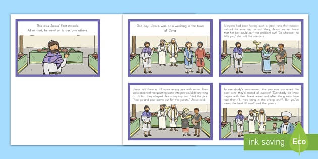 Jesus Turns Water into Wine (Wedding at Cana) Story Sequencing Cards