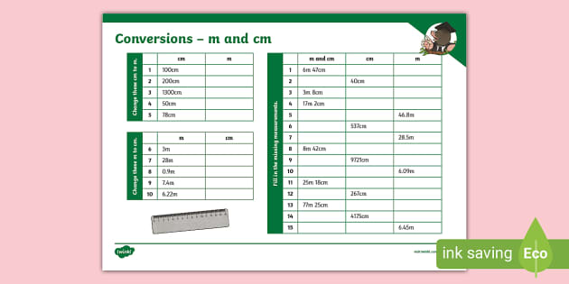 Conversions - m and cm (Teacher-Made) - Twinkl