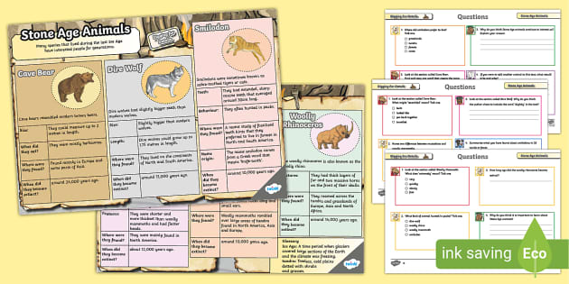 LKS2 Digging for Details: Stone Age Animals Infographic Comprehension ...