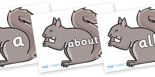 FREE! - 100 High Frequency Words on Grey Squirrels - Twinkl