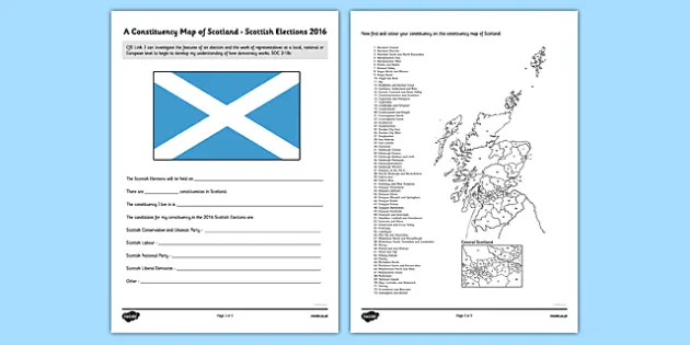 Scottish Elections 2016 Constituency Map Teacher Made