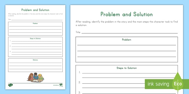 Problem And Solution Reading Response Activity Twinkl