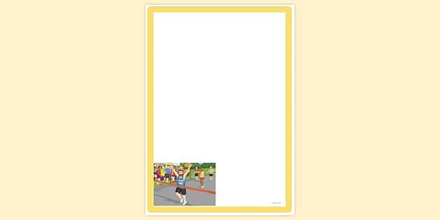 Simple Blank Race Finish Line with Cheering Crowd Page Border