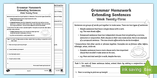 homework grammar example
