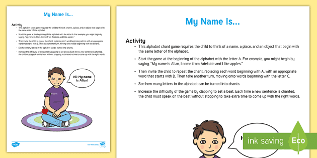 My Name Is Activity Teacher Made Twinkl