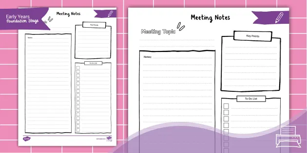 Meeting Notes Planner Inserts