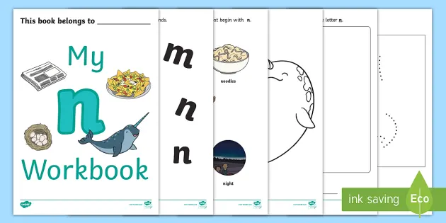 Alphabet Workbook N Words For Kids Teacher Made