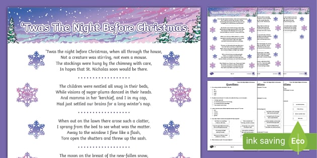 Lyrics of Twas The Night Before Christmas - Twinkl CA