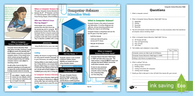 LKS2 Computer Science Education Week Differentiated Reading Comprehension