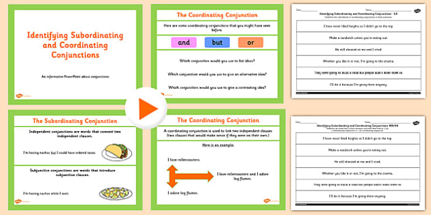Identifying Coordinating And Subordinating Conjunctions