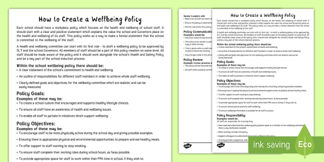 How to Create a Wellbeing Policy Adult Guidance - Twinkl