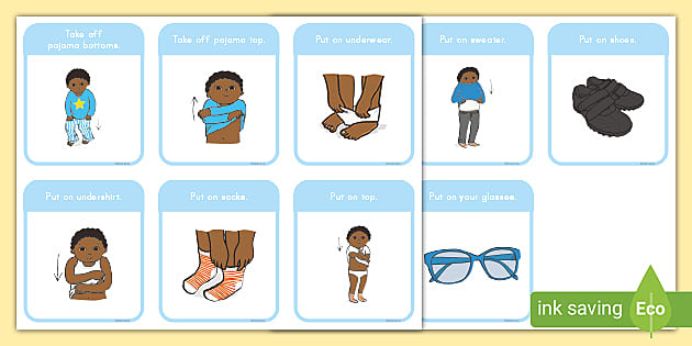 Getting Dressed Sequencing Cards For Boys Twinkl