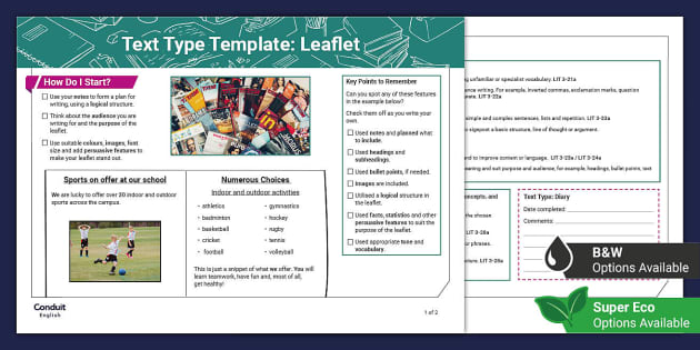 Text Type Template: Leaflet (teacher made) - Twinkl