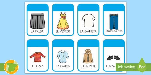 Tarjetas educativas: Las prendas de vestir - Twinkl