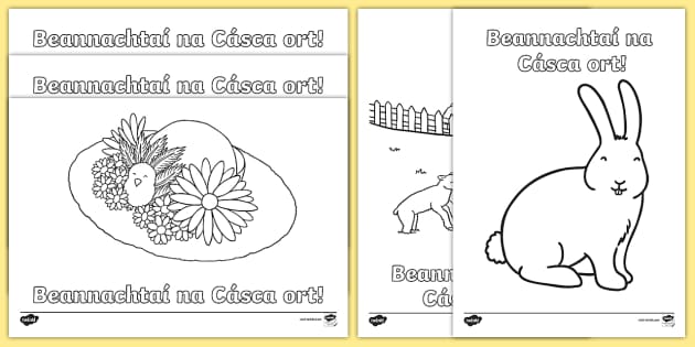 happy easter colouring pages gaeilge teacher made