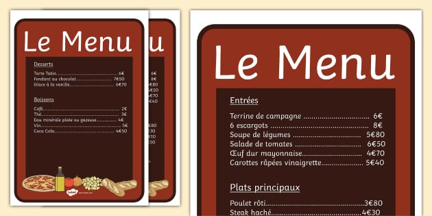 French Menu List