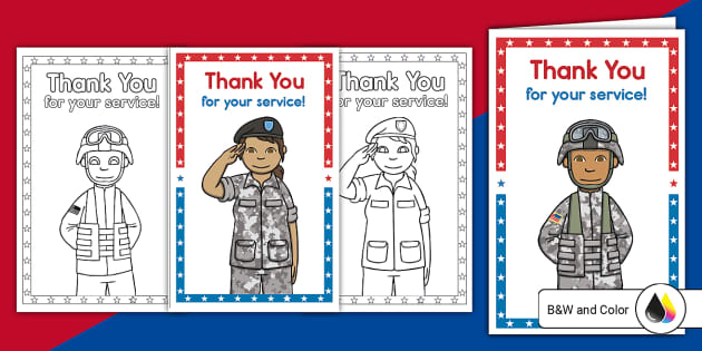 Printable Thank You Veterans Day Cards for Kids | Twinkl