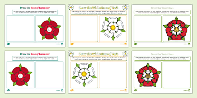 Draw the York Lancaster and Tudor Rose Worksheet Pack