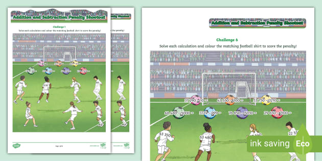 👉 KS2 Addition and Subtraction Penalty Shootout Activity Sheet