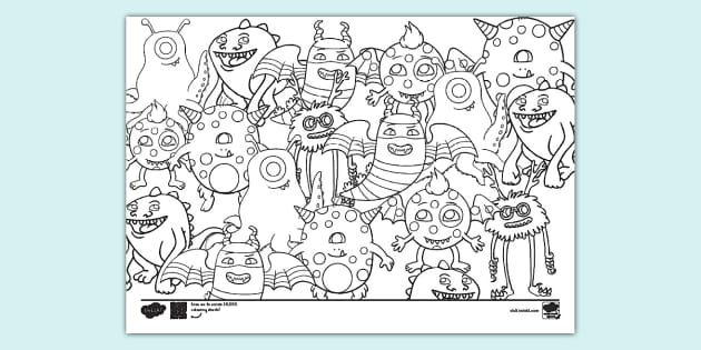 Monsters Colouring Sheet (teacher made) - Twinkl