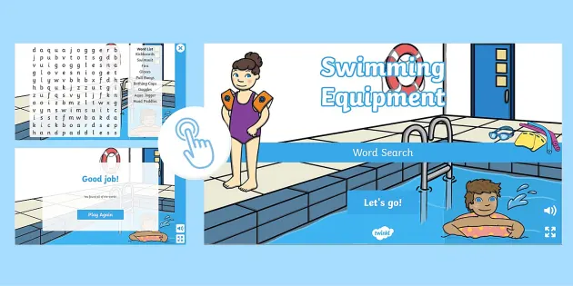 Swimming Equipment List Word Search teacher made Twinkl