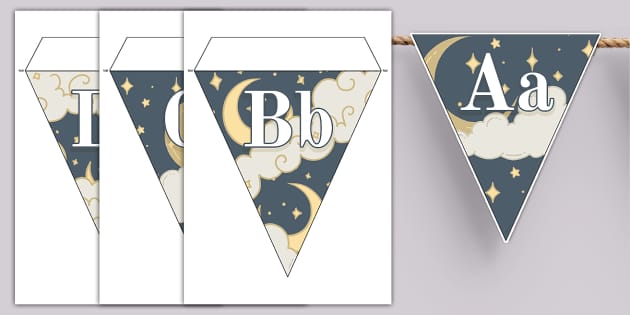 Celestial-Themed Alphabet Bunting (teacher made) - Twinkl