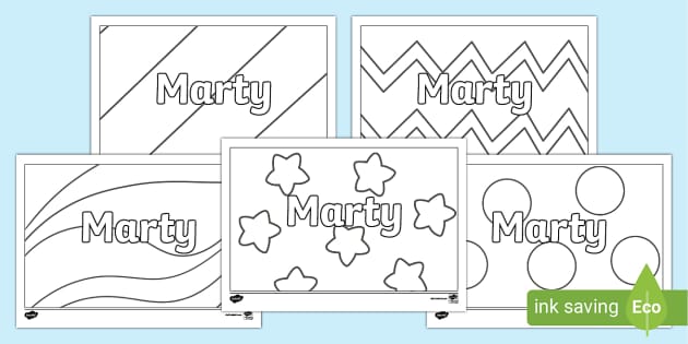 FREE! - Marty Name Simple Colouring Activity (teacher made)