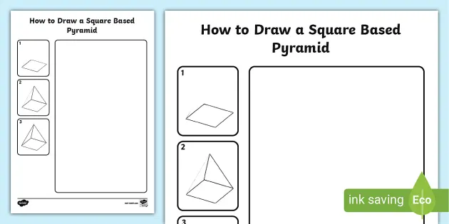 how to draw a square pyramid step by step